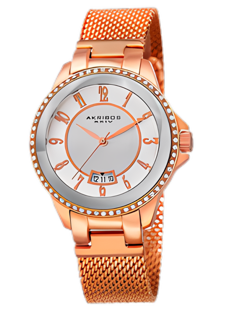 Stylish Akribos XXIV Rose-Tone Watch